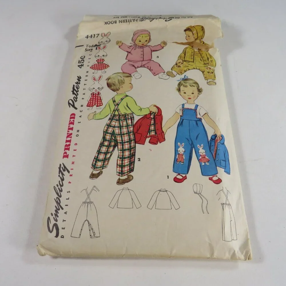 Simplicity 4417 Clothing Pattern (complete) Toddler Clothes size 1